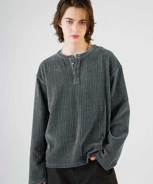 SOCCE(ソーシー)の「カットコーデュロイヘンリーネック長袖カットソー(Tシャツ/カットソー・メンズ・ブラック/ワイン/チャコール/ライトグレー/ダークブラウン・XL/S/L/M)」の16枚目の写真