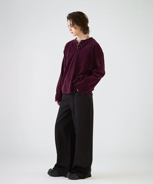 SOCCE(ソーシー)の「カットコーデュロイヘンリーネック長袖カットソー(Tシャツ/カットソー・メンズ・ブラック/ワイン/チャコール/ライトグレー/ダークブラウン・XL/S/L/M)」の9枚目の写真