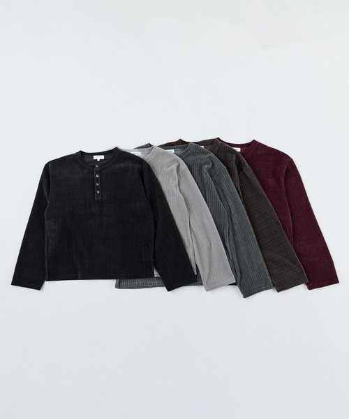 SOCCE(ソーシー)の「カットコーデュロイヘンリーネック長袖カットソー(Tシャツ/カットソー・メンズ・ブラック/ワイン/チャコール/ライトグレー/ダークブラウン・XL/S/L/M)」の19枚目の写真