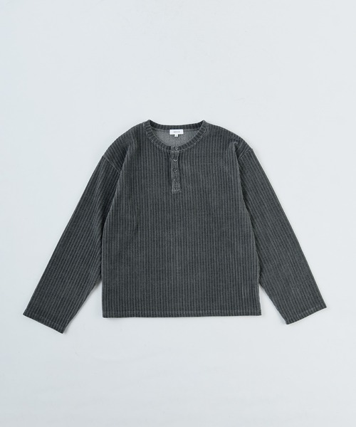 SOCCE(ソーシー)の「カットコーデュロイヘンリーネック長袖カットソー(Tシャツ/カットソー・メンズ・ブラック/ワイン/チャコール/ライトグレー/ダークブラウン・XL/S/L/M)」の12枚目の写真