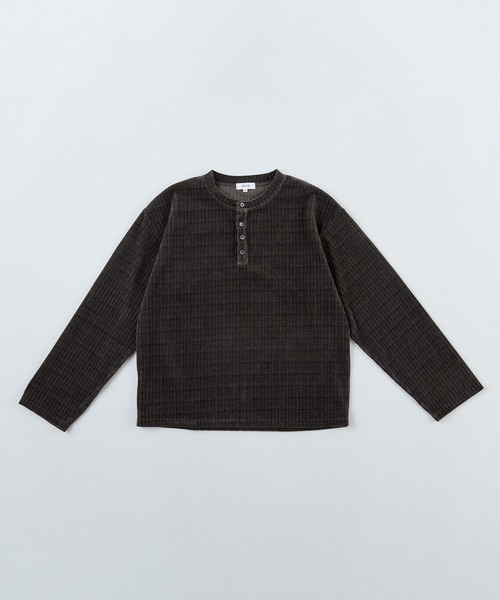 SOCCE(ソーシー)の「カットコーデュロイヘンリーネック長袖カットソー(Tシャツ/カットソー・メンズ・ブラック/ワイン/チャコール/ライトグレー/ダークブラウン・XL/S/L/M)」の13枚目の写真
