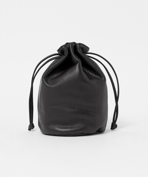 UNITED ARROWS(ユナイテッドアローズ)の「UNFINISHED LEATHER/アンフィニッシュドレザー 巾着バッグ(ショルダーバッグ・メンズ・ブラック・FREE)」の3枚目の写真