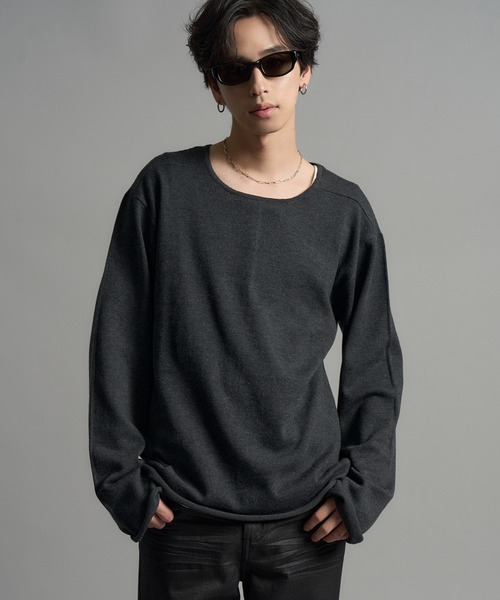 LANDNESS(ランドネス)の「【LANDNESS/ランドネス】Long Sleeve Knit Top/ロングスリーブニットトップス(ニット/セーター・メンズ・ダークグレー/ブラック・S/M/L)」の2枚目の写真