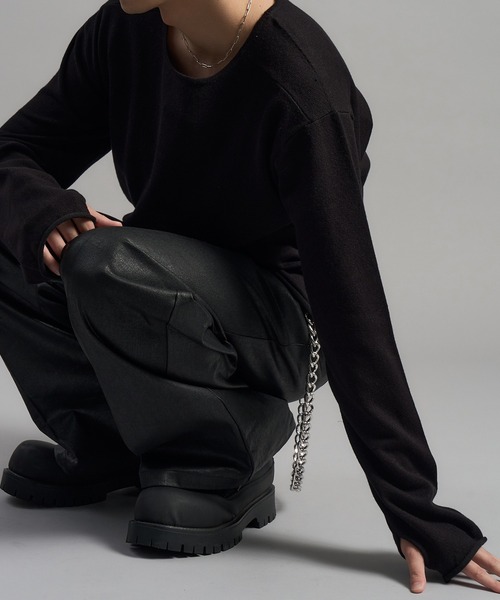 LANDNESS(ランドネス)の「【LANDNESS/ランドネス】Long Sleeve Knit Top/ロングスリーブニットトップス(ニット/セーター・メンズ・ダークグレー/ブラック・S/M/L)」の5枚目の写真