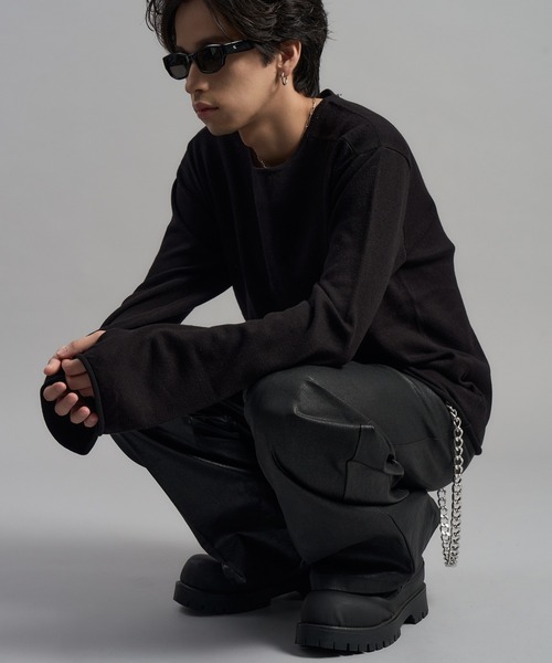 LANDNESS(ランドネス)の「【LANDNESS/ランドネス】Long Sleeve Knit Top/ロングスリーブニットトップス(ニット/セーター・メンズ・ダークグレー/ブラック・S/M/L)」の7枚目の写真