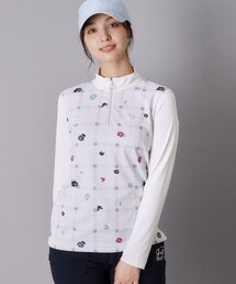 adabat | フラワーチェックコンビハーフジッププルオーバー(Tシャツ/カットソー)