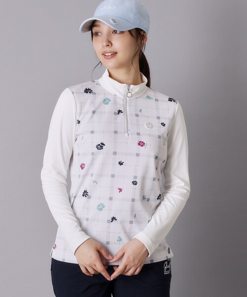 adabat(アダバット)の「フラワーチェックコンビハーフジッププルオーバー(Tシャツ/カットソー・レディース・ベージュ系その他3・40/38/42)」の9枚目の写真