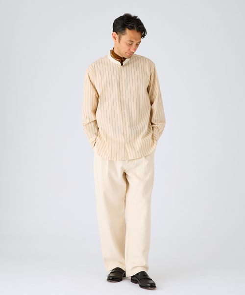 EDIFICE(エディフィス)の「ALBINI クレリック バンド カラー シャツ(シャツ/ブラウス・メンズ・ベージュ/ブルー系その他・MEDIUM/LARGE)」の4枚目の写真