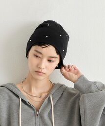 line stone rogo beanie -ラインストーンロゴビーニー -（ニット