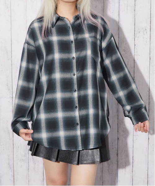 GORGE（ゴージ）の「オンブレチェック シアーシャツ｜全2色（シャツ/ブラウス・レディース・オレンジ/ブラック・F）」の10枚目の写真