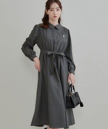 【落ち感やわらか】ピコレース シャツワンピース