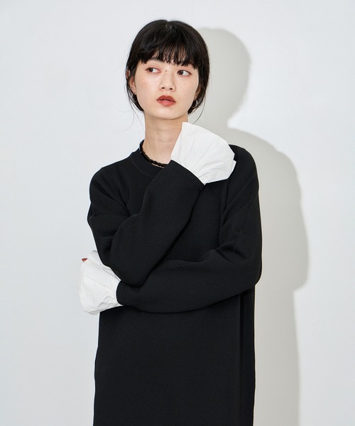 ADAM ET ROPE'(アダムエロペ)の「【サステナブル】フレアヘムニットワンピース /セレモニー対応(ワンピース・レディース・ブラック/ブルー系その他4・38/36)」の18枚目の写真