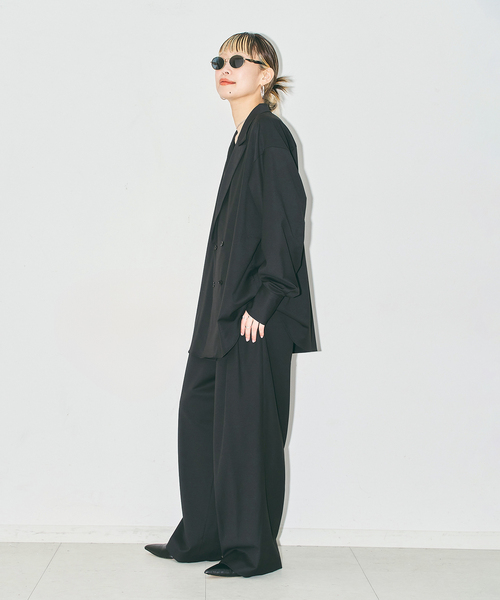 CITYSHOP（シティーショップ）の「TWILL 2TUCK パンツ（スラックス・レディース・ベージュ/ブラック・36/38）」の6枚目の写真