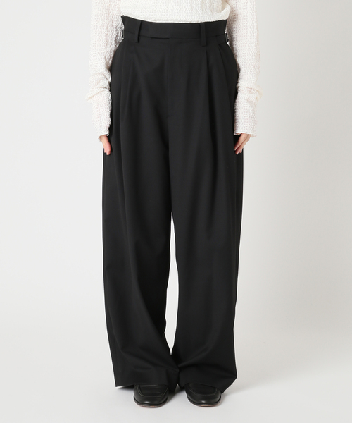 CITYSHOP（シティーショップ）の「TWILL 2TUCK パンツ（スラックス・レディース・ベージュ/ブラック・36/38）」の9枚目の写真