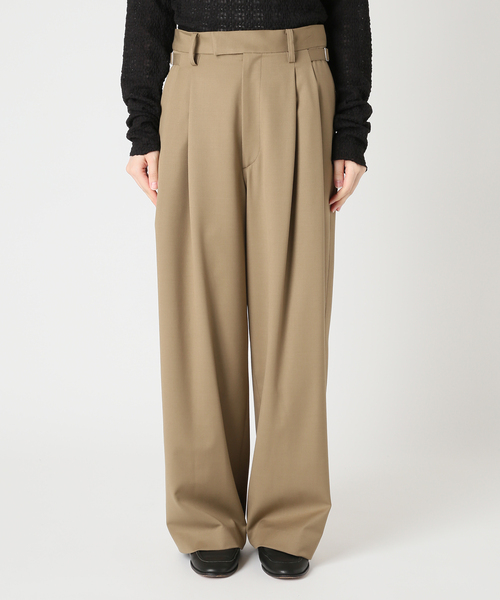 CITYSHOP（シティーショップ）の「TWILL 2TUCK パンツ（スラックス・レディース・ベージュ/ブラック・36/38）」の21枚目の写真