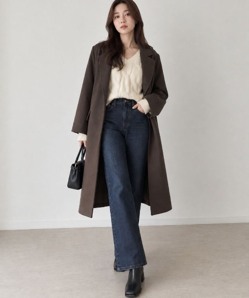 Human 2nd Occasion(ヒューマンセカンドオケージョン)の「Vネックケーブルニットプルオーバー(ニット/セーター・レディース・チャコールグレー/ナチュラル・FREE)」の5枚目の写真
