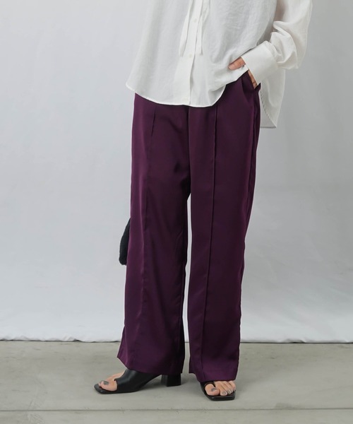 LUCA/LADY LUCK LUCA(ルカ/レディラックルカ)の「LC/LLL サテンピンタックストレートパンツ(スラックス・レディース・パープル/オレンジ/ダークブラウン・FREE)」の20枚目の写真
