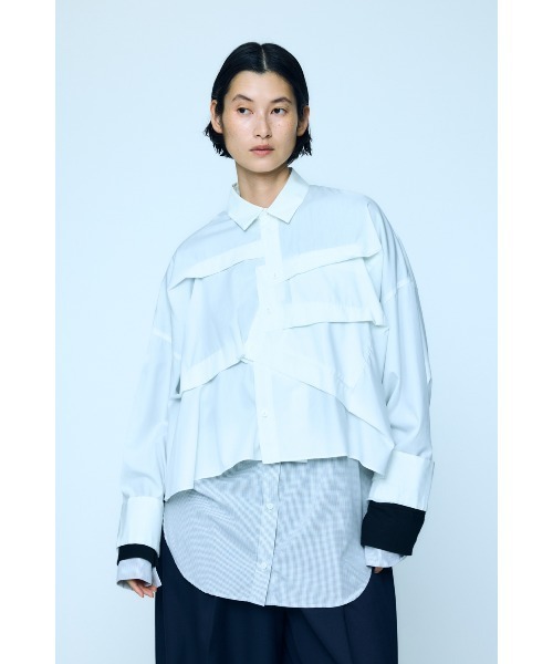 ENFOLD(エンフォルド)の「TUCK WIDE SHIRT(Tシャツ/カットソー・レディース・ホワイト/ダークネイビー・38)」の2枚目の写真