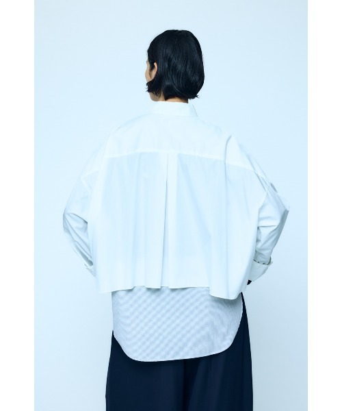 ENFOLD(エンフォルド)の「TUCK WIDE SHIRT(Tシャツ/カットソー・レディース・ホワイト/ダークネイビー・38)」の7枚目の写真