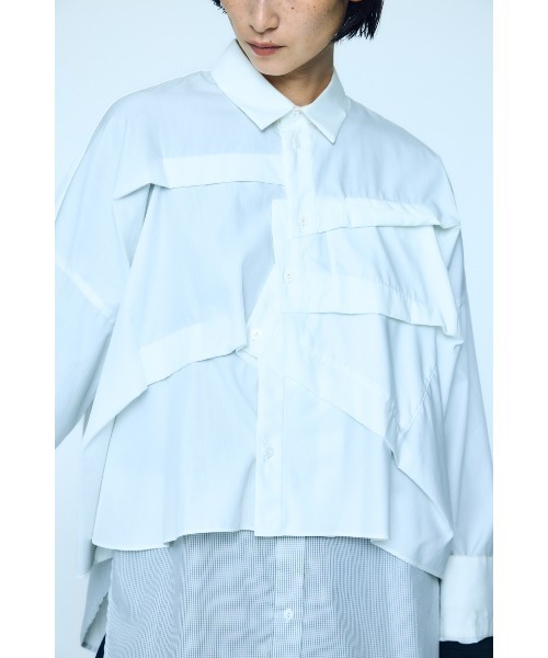 ENFOLD(エンフォルド)の「TUCK WIDE SHIRT(Tシャツ/カットソー・レディース・ホワイト/ダークネイビー・38)」の3枚目の写真