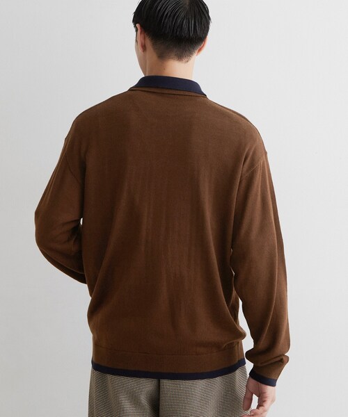THE SHOP TK (ザ ショップ ティーケー )の「【手洗い可】2枚襟ニット長袖ポロシャツ(ニット/セーター・メンズ・ボルドー/ダークブラウン/ネイビー・02/03)」の5枚目の写真