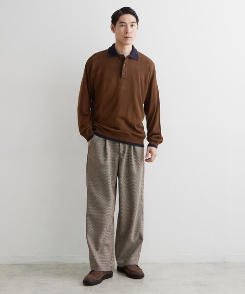 THE SHOP TK (ザ ショップ ティーケー )の「【手洗い可】2枚襟ニット長袖ポロシャツ(ニット/セーター・メンズ・ボルドー/ダークブラウン/ネイビー・02/03)」の6枚目の写真