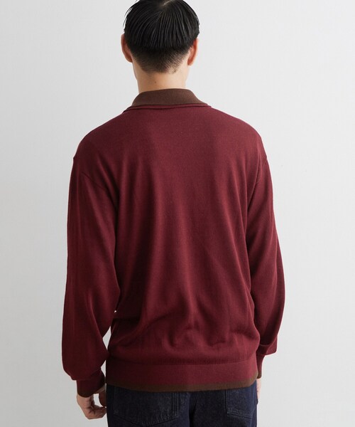 THE SHOP TK (ザ ショップ ティーケー )の「【手洗い可】2枚襟ニット長袖ポロシャツ(ニット/セーター・メンズ・ボルドー/ダークブラウン/ネイビー・02/03)」の9枚目の写真