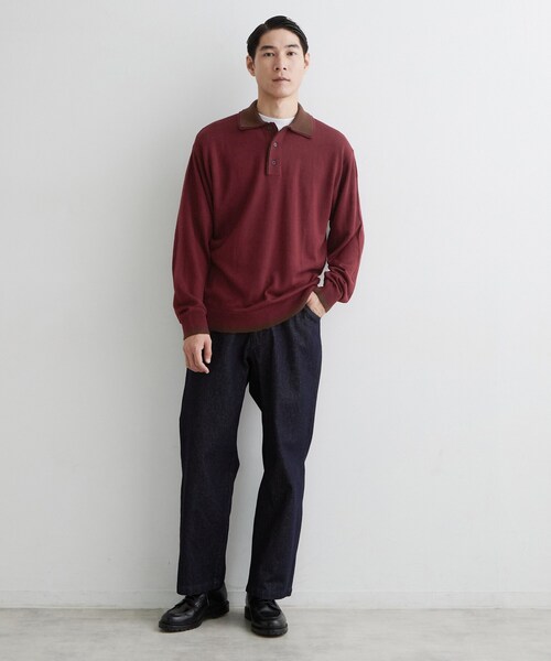 THE SHOP TK (ザ ショップ ティーケー )の「【手洗い可】2枚襟ニット長袖ポロシャツ(ニット/セーター・メンズ・ボルドー/ダークブラウン/ネイビー・02/03)」の10枚目の写真