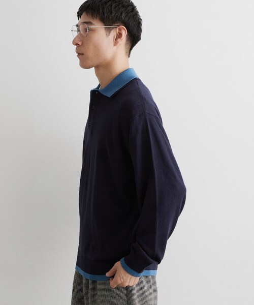 THE SHOP TK (ザ ショップ ティーケー )の「【手洗い可】2枚襟ニット長袖ポロシャツ(ニット/セーター・メンズ・ボルドー/ダークブラウン/ネイビー・02/03)」の12枚目の写真