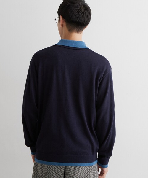 THE SHOP TK (ザ ショップ ティーケー )の「【手洗い可】2枚襟ニット長袖ポロシャツ(ニット/セーター・メンズ・ボルドー/ダークブラウン/ネイビー・02/03)」の13枚目の写真