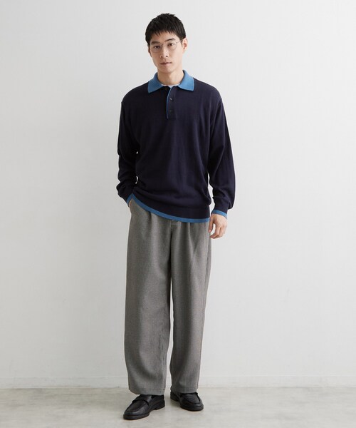THE SHOP TK (ザ ショップ ティーケー )の「【手洗い可】2枚襟ニット長袖ポロシャツ(ニット/セーター・メンズ・ボルドー/ダークブラウン/ネイビー・02/03)」の14枚目の写真