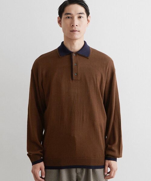 THE SHOP TK (ザ ショップ ティーケー )の「【手洗い可】2枚襟ニット長袖ポロシャツ(ニット/セーター・メンズ・ボルドー/ダークブラウン/ネイビー・02/03)」の16枚目の写真