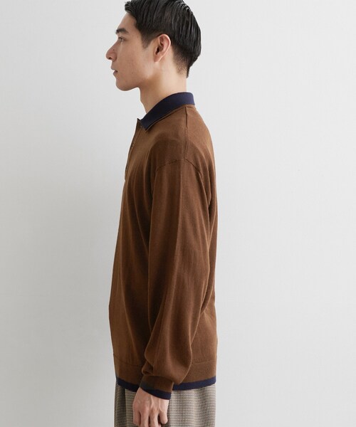 THE SHOP TK (ザ ショップ ティーケー )の「【手洗い可】2枚襟ニット長袖ポロシャツ(ニット/セーター・メンズ・ボルドー/ダークブラウン/ネイビー・02/03)」の17枚目の写真