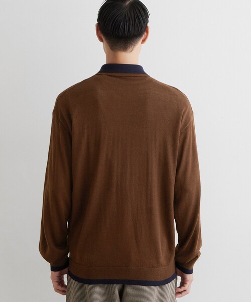 THE SHOP TK (ザ ショップ ティーケー )の「【手洗い可】2枚襟ニット長袖ポロシャツ(ニット/セーター・メンズ・ボルドー/ダークブラウン/ネイビー・02/03)」の18枚目の写真