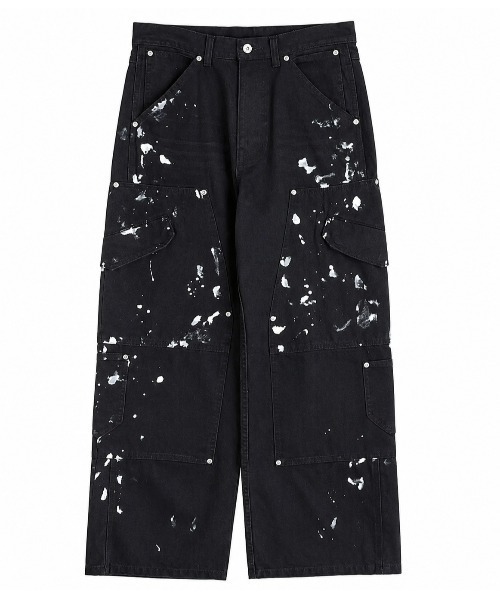 FAF(フェイク アス フラワーズ)の「Triple Knee Painter Pants(デニムパンツ・メンズ・アイボリー/ブラック・2/3)」の2枚目の写真