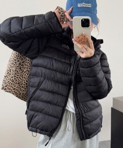 yuue' ( wear )(ユーイ)の「フードパーカー中綿ダウンジャケット/パディングジャケット(ダウンジャケット/コート・レディース・グレー/ブラック・FREE)」の2枚目の写真