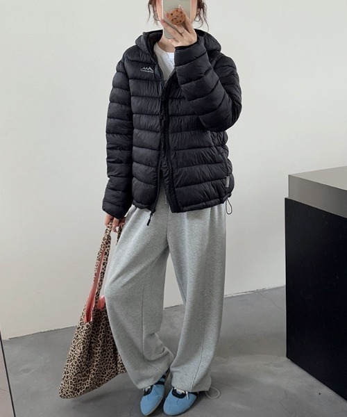 yuue' ( wear )(ユーイ)の「フードパーカー中綿ダウンジャケット/パディングジャケット(ダウンジャケット/コート・レディース・グレー/ブラック・FREE)」の7枚目の写真