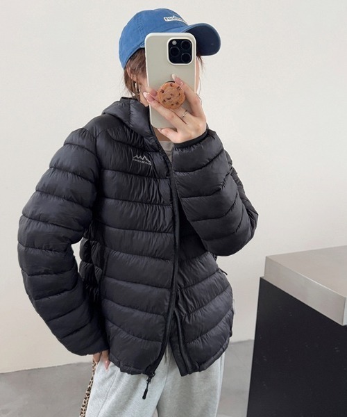 yuue' ( wear )(ユーイ)の「フードパーカー中綿ダウンジャケット/パディングジャケット(ダウンジャケット/コート・レディース・グレー/ブラック・FREE)」の6枚目の写真