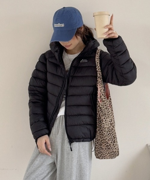 yuue' ( wear )(ユーイ)の「フードパーカー中綿ダウンジャケット/パディングジャケット(ダウンジャケット/コート・レディース・グレー/ブラック・FREE)」の4枚目の写真
