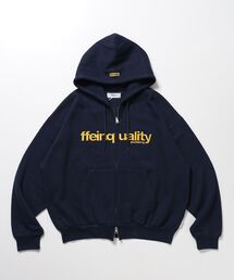 【FFEIN(フェイン)】ヘビーウエイトデカロゴ3D刺繍立体フードジップパーカー / ジップアップ パーカー フーディー 裏起毛 ロゴ 刺繍 ユニセックス