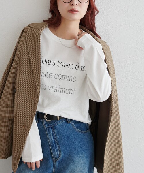DISCOAT(ディスコート)の「【WEB限定】レースオーバーステッチプリントTシャツ(Tシャツ/カットソー・レディース・オフホワイト/チャコールグレー/グレー・FREE)」の1枚目の写真