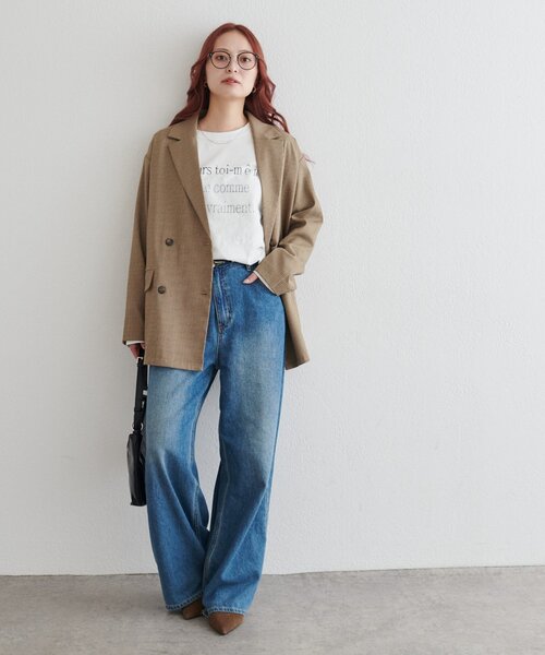 DISCOAT(ディスコート)の「【WEB限定】レースオーバーステッチプリントTシャツ(Tシャツ/カットソー・レディース・オフホワイト/チャコールグレー/グレー・FREE)」の4枚目の写真
