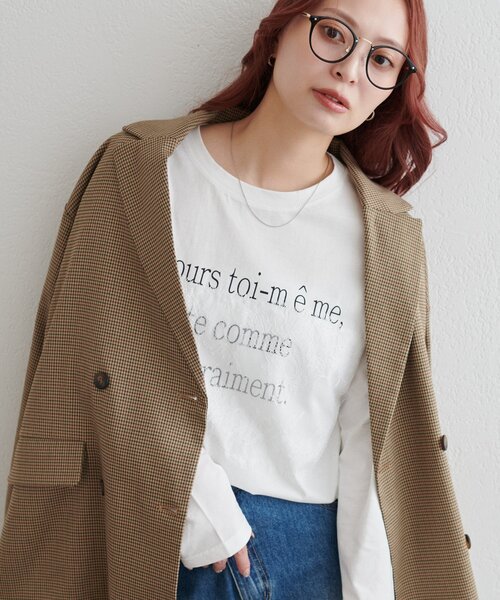 DISCOAT(ディスコート)の「【WEB限定】レースオーバーステッチプリントTシャツ(Tシャツ/カットソー・レディース・オフホワイト/チャコールグレー/グレー・FREE)」の6枚目の写真