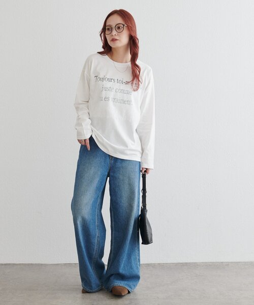 DISCOAT(ディスコート)の「【WEB限定】レースオーバーステッチプリントTシャツ(Tシャツ/カットソー・レディース・オフホワイト/チャコールグレー/グレー・FREE)」の7枚目の写真