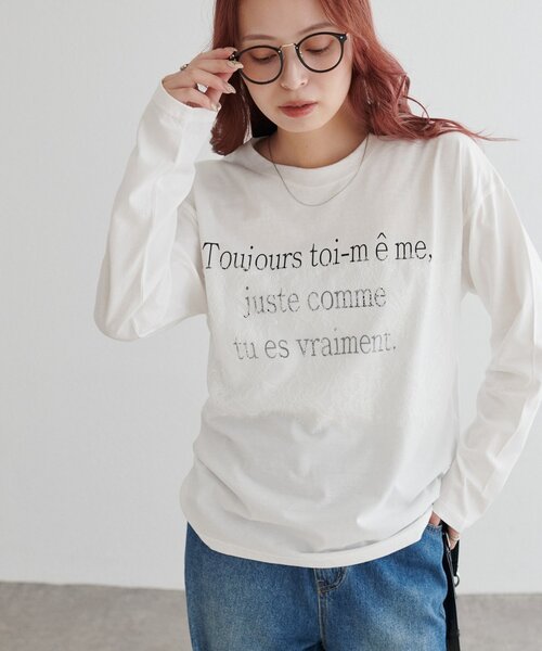 DISCOAT(ディスコート)の「【WEB限定】レースオーバーステッチプリントTシャツ(Tシャツ/カットソー・レディース・オフホワイト/チャコールグレー/グレー・FREE)」の20枚目の写真