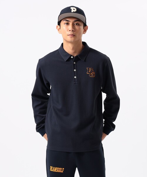 BEAMS GOLF(ビームスゴルフ)の「〈MEN〉ORANGE LABEL / ツイル ダブルジャカード ポロシャツ(ポロシャツ・メンズ・ネイビー/ホワイト・S/M/L/XL)」の2枚目の写真