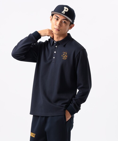 BEAMS GOLF(ビームスゴルフ)の「〈MEN〉ORANGE LABEL / ツイル ダブルジャカード ポロシャツ(ポロシャツ・メンズ・ネイビー/ホワイト・S/M/L/XL)」の6枚目の写真