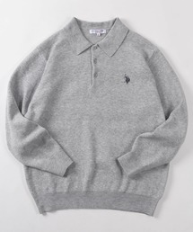 U.S. POLO ASSN.（ユーエスポロアッスン）の「【80】【U.S. POLO ASSN./ユーエスポロアッスン】ミラノリブ スウェットライク 襟付きニット/ポロニット/セーター/総針編み/チクチクしない/ユニセックス/レディース/メンズ（ニット/セーター）」