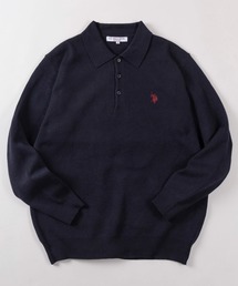 【80】【U.S. POLO ASSN./ユーエスポロアッスン】ミラノリブ スウェットライク 襟付きニット/ポロニット/セーター/総針編み/チクチクしない/ユニセックス/レディース/メンズ