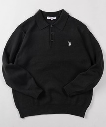 U.S. POLO ASSN.（ユーエスポロアッスン）の「【80】【U.S. POLO ASSN./ユーエスポロアッスン】ミラノリブ スウェットライク 襟付きニット/ポロニット/セーター/総針編み/チクチクしない/ユニセックス/レディース/メンズ（ニット/セーター）」